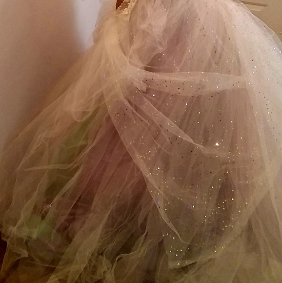 SAMPLE GOWN SET ONLY - "CECILIA" Ivory & Pastel Wedding Ballgown Set - Picture 8 of 14